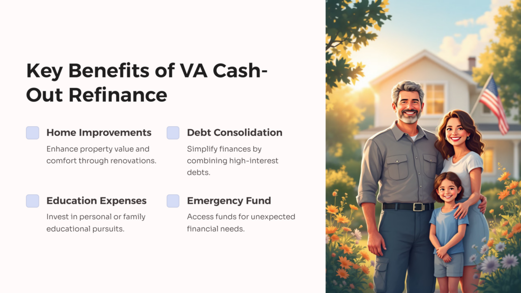 VA Cash-Out Refinance Benefits infographic