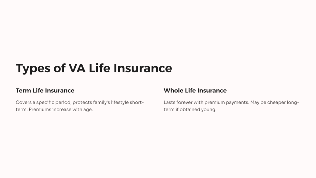 VA Life Insurance Types infographic