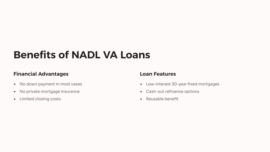 NADL VA Loans Benefits infographic