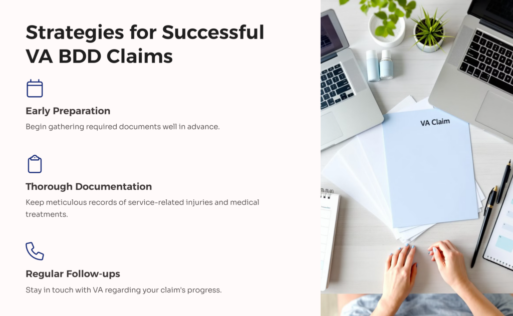 Strategies for Successful VA BDD Claims infographic