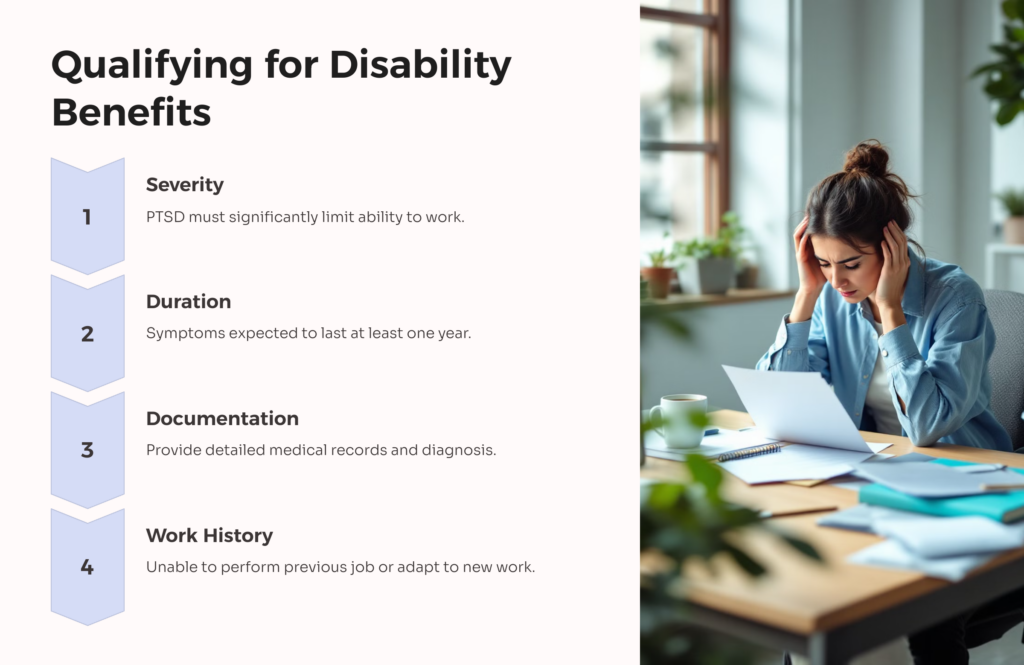 PTSD Qualifying for Disability Benefits infographic