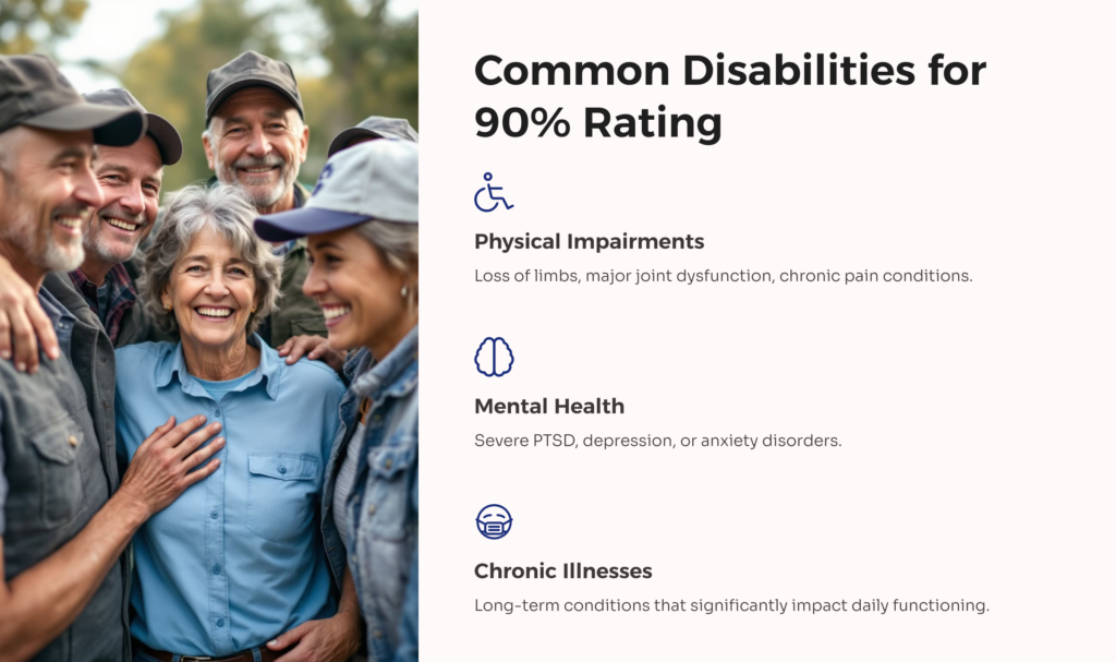 90% VA Rating Common Disability infographic