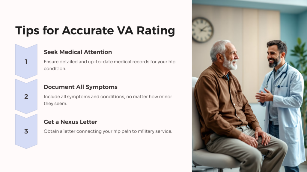 Hip Pain VA Rating Tips Infographic