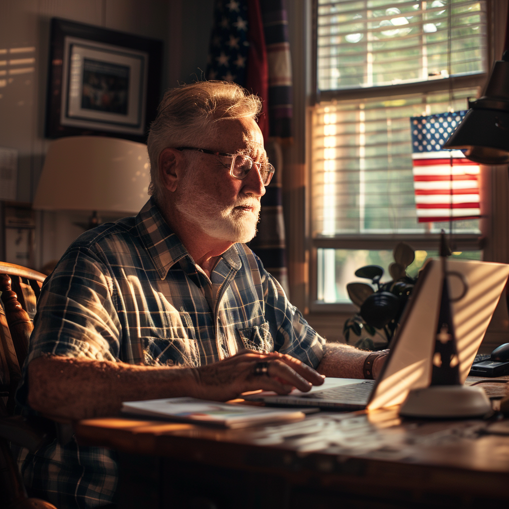 man working on a laptop at a desk