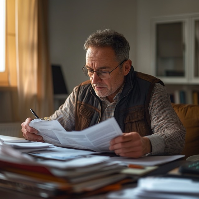 man-working-on-VA-paperwork-DBQ