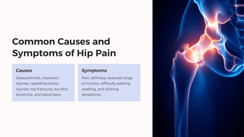 Hip Pain Causes and Symptoms infographic