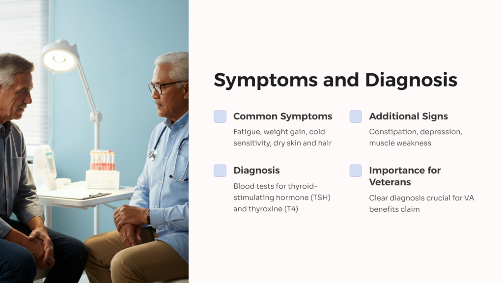 Symptoms and Diagnosis of Hypothyroidism infographic