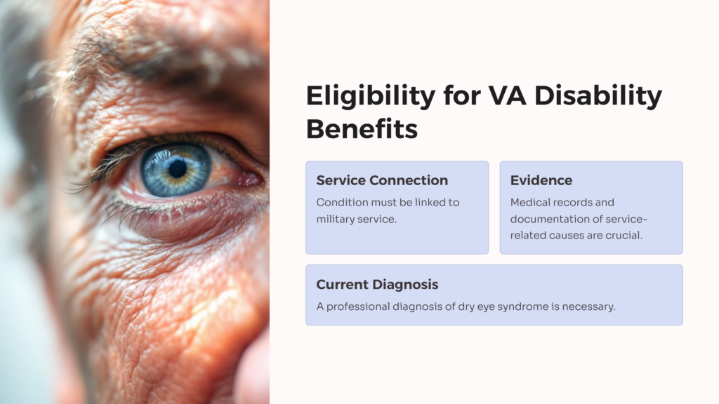 Dry Eye VA Disability Benefits Eligibility infographic