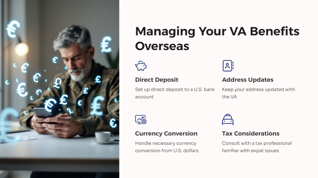 Managing Your VA Benefits Overseas infographic