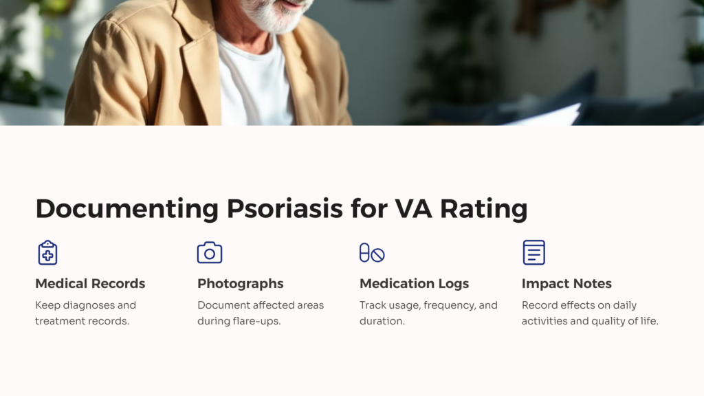 VA Psoriasis Rating Documentation infographic