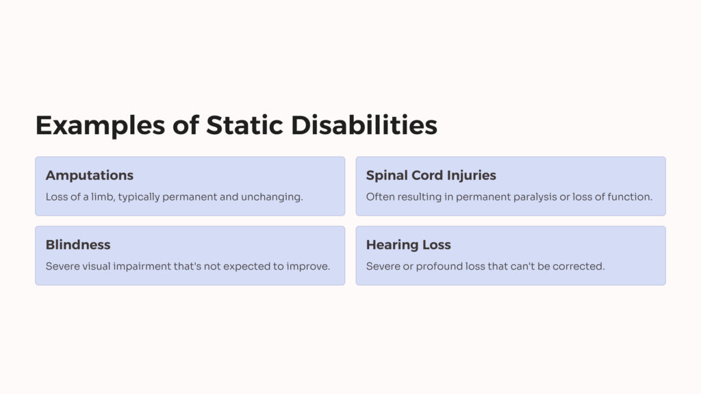 Static Disability Examples infographic