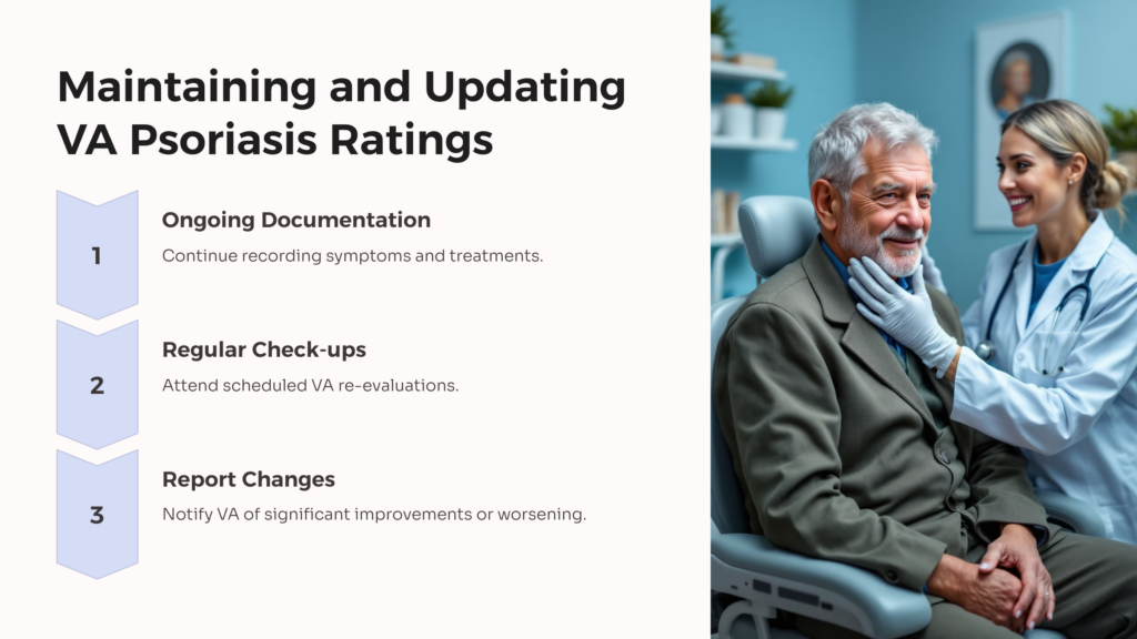 Maintaining VA Psoriasis Ratings infographic