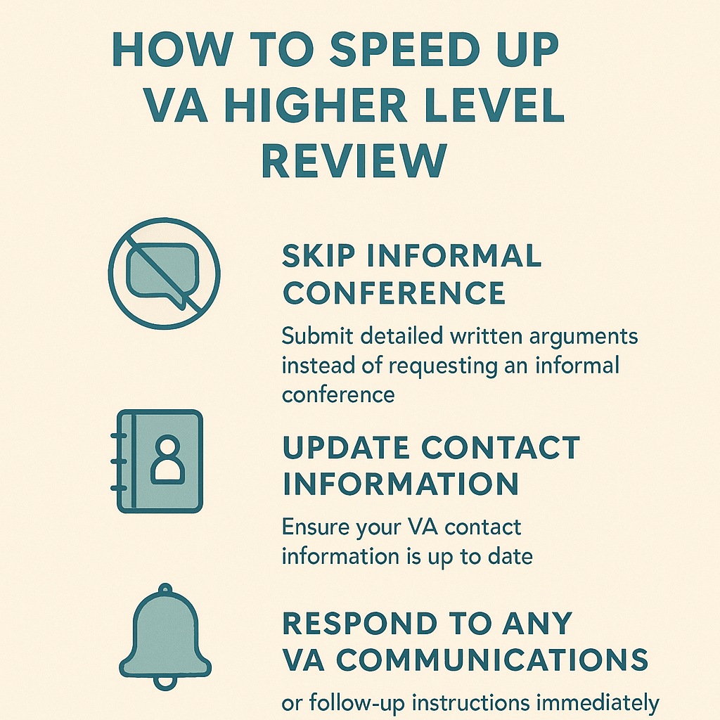 Speed Up VA Higher Level Review infographic