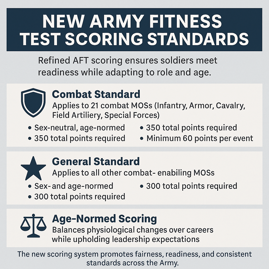 New  Army Fitness Test Scoring Standards infographic