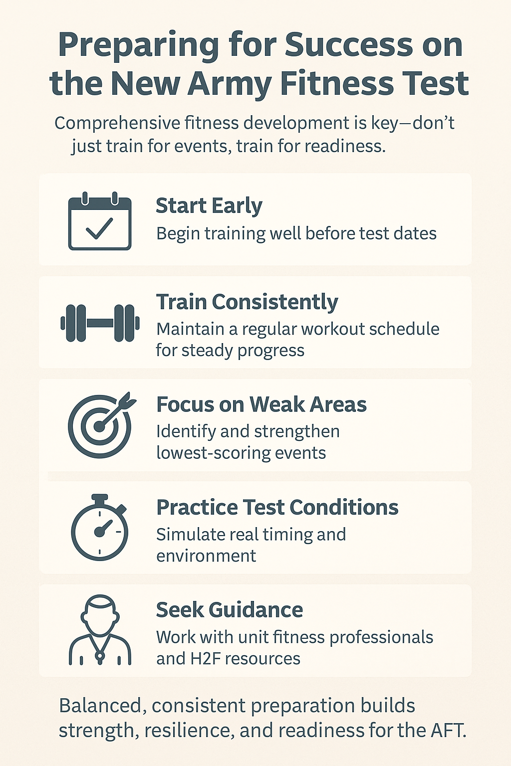 Army Fitness Test Prep infographic