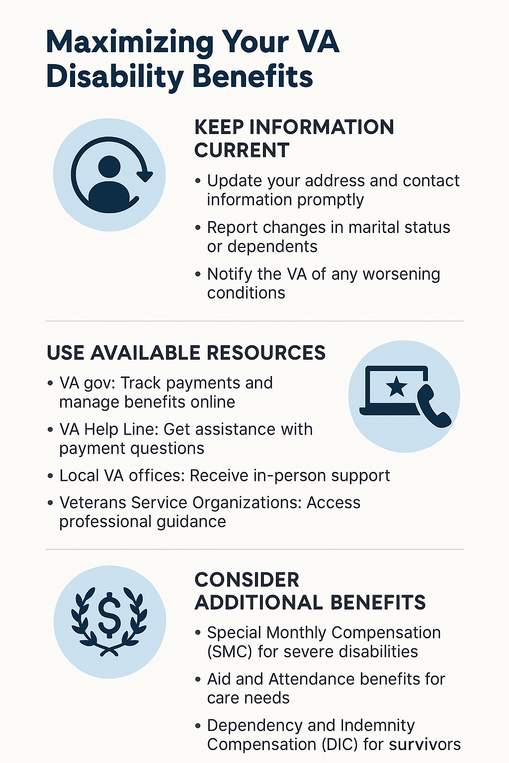 Maximize VA Disability Pay infographic