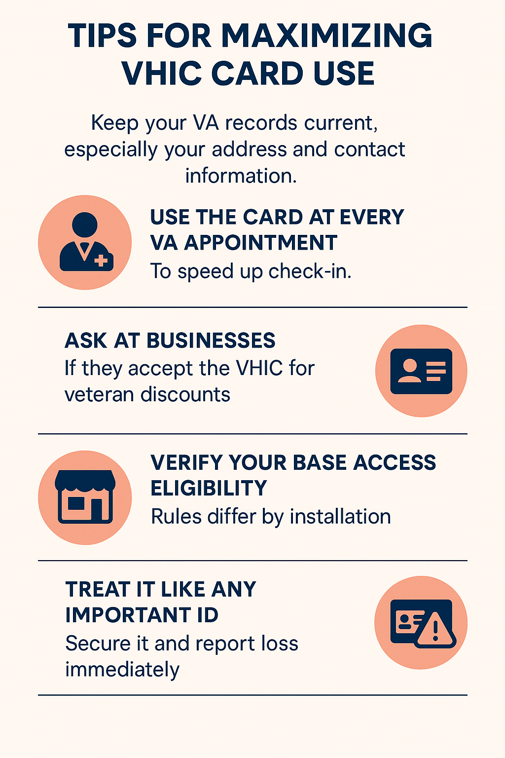 Maximize VHIC Card Use infographic