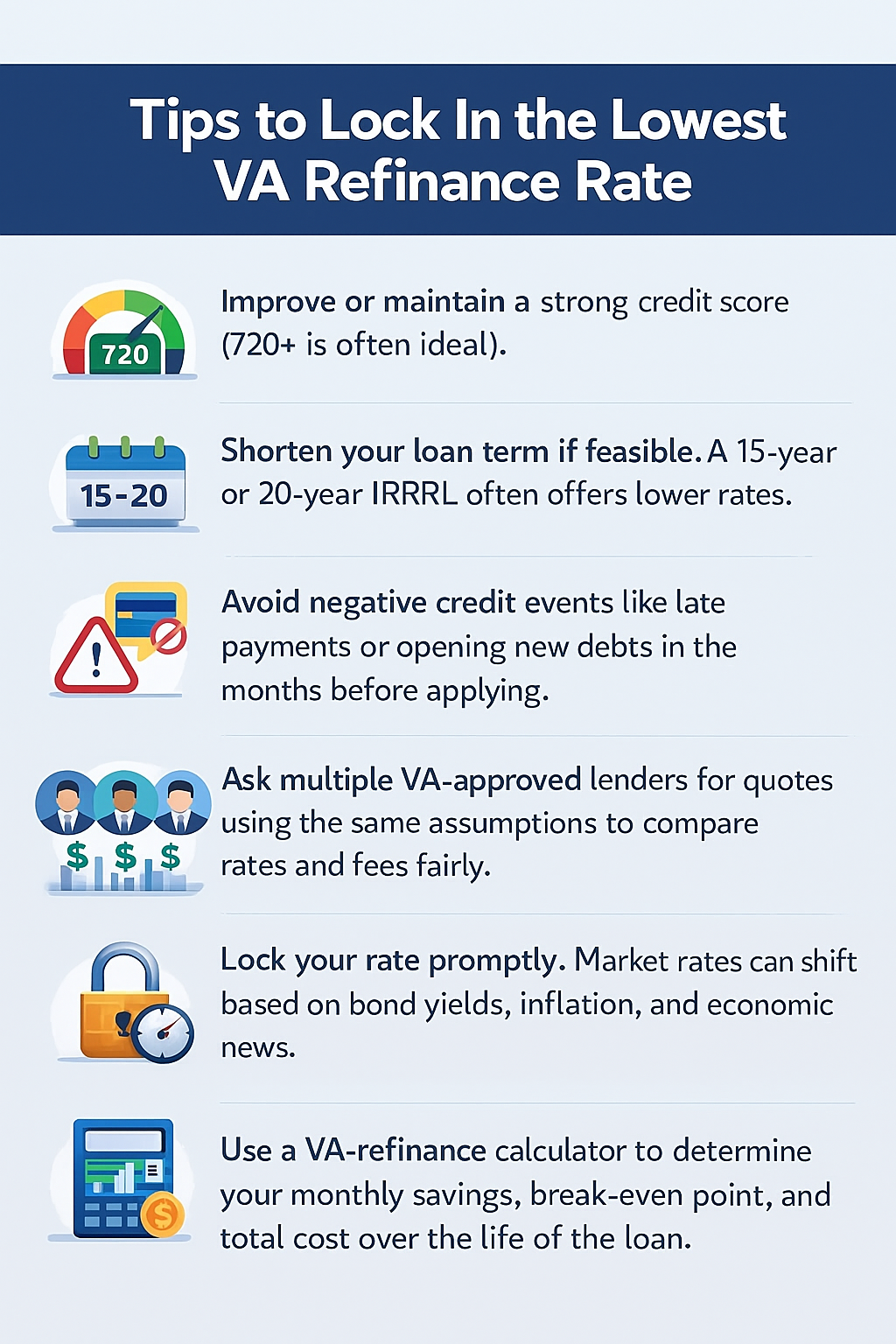 Lock VA Refinance Rate Tips infographic
