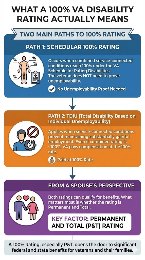 100% VA Rating Meaning infographic