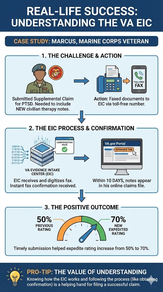 VA Evidence Intake Center Success infographic