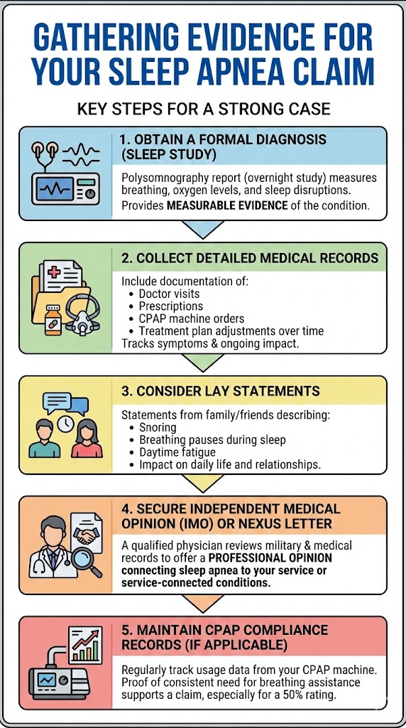 Evidence for Sleep Apnea Claim infographic