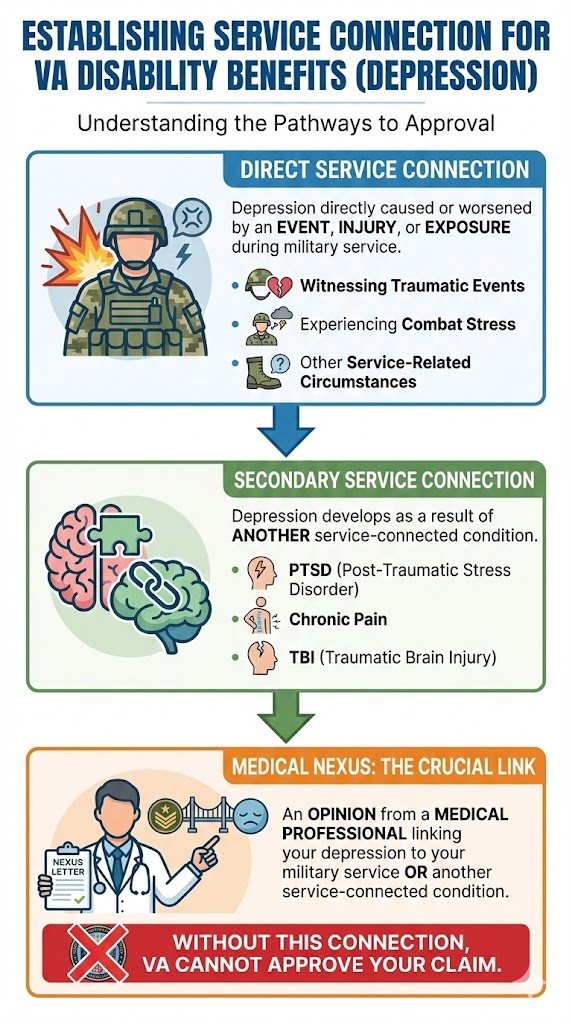 Depression VA Service Connection infographic