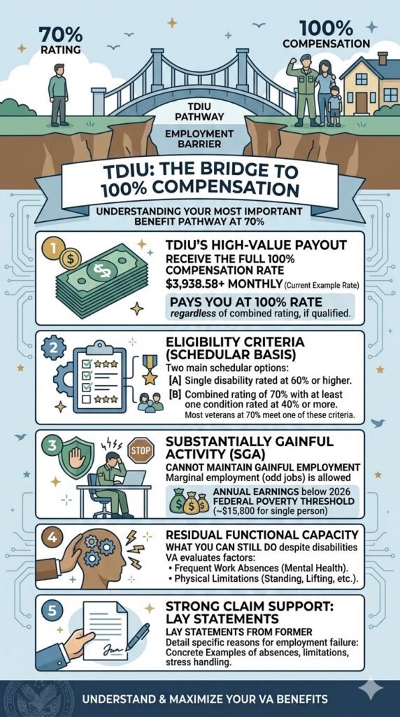 TDIU: The Bridge to 100 Comp infographic