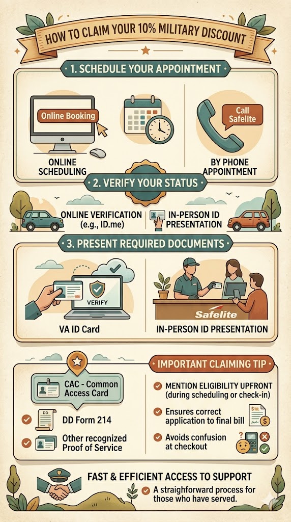 Claim Safelite Military Discount infographic