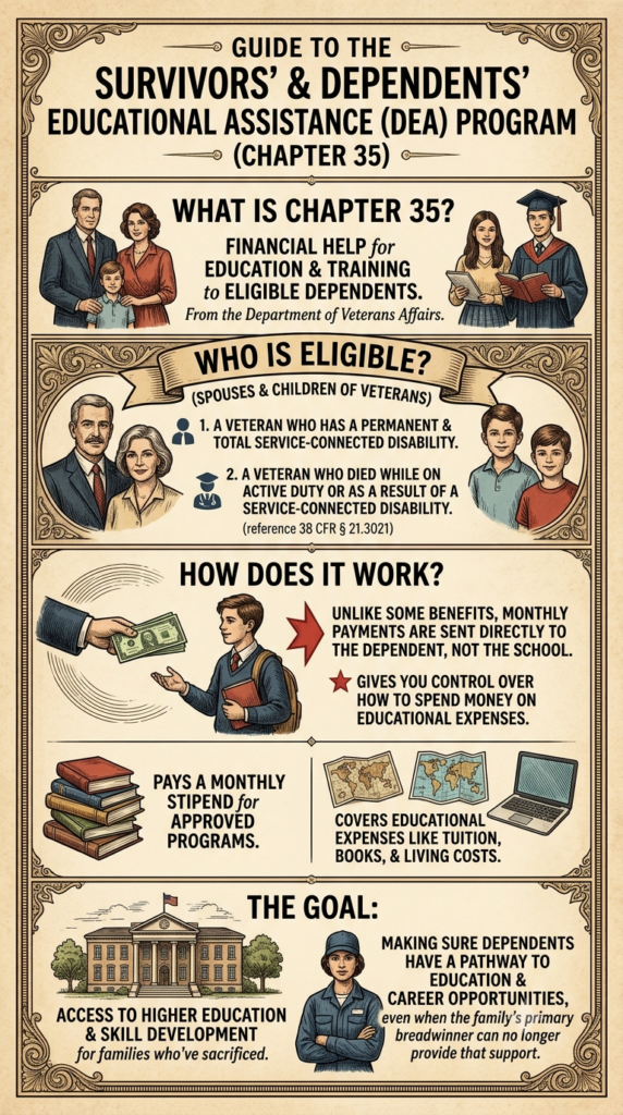 VA Chapter 35 Benefits infographic