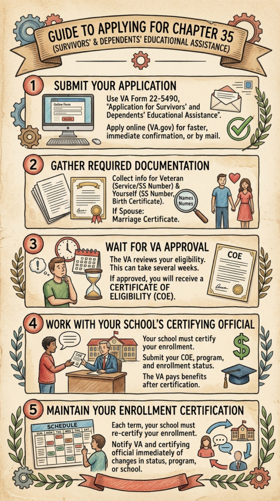 VA Chapter 35 Benefits Guide infographic