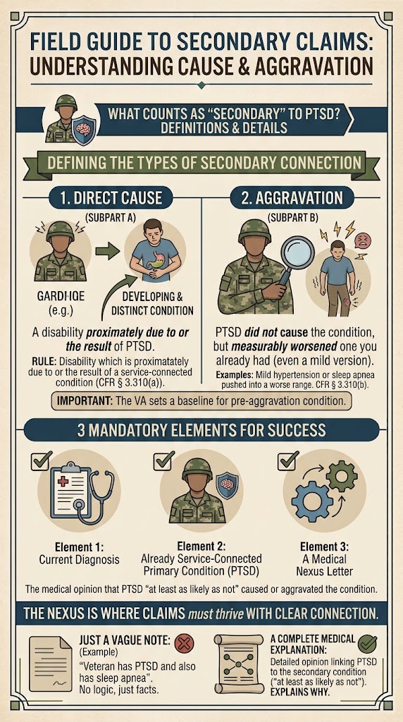 Secondary Claims Cause and Aggravation infographic