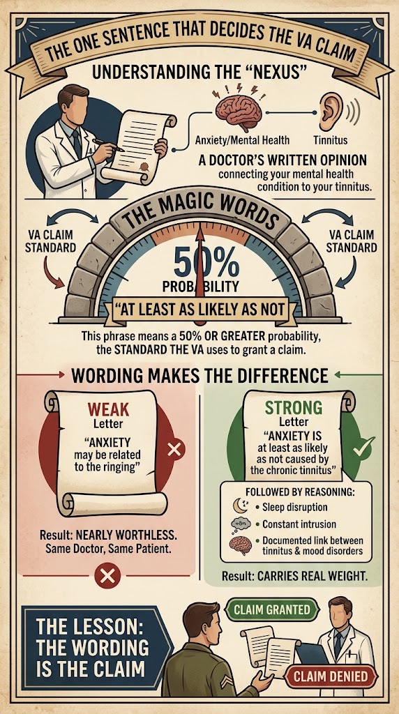 Tinnitus Sentence to Improve Claim infographic